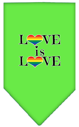 Love is Love Screen Print Bandana Lime Green Small